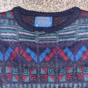 Pendleton Men's Geometric Crewneck Sweater - Navy and Burgundy